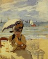 Camille sentada en la playa de Trouville Claude Monet